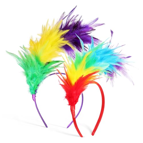 DECOMELODY 2 Stück Vintage Feder Haarreifen Bunte Plume Haarschmuck Elastisch Rutschfest Damen Karneval Party Tea Party Bühnenauftritt von DECOMELODY
