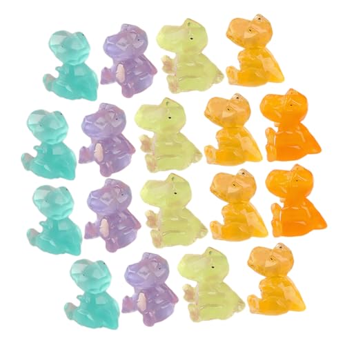 DECOMELODY 20 Stück Teiliges Leuchtende Dinosaurier Miniaturfiguren aus Harz Glühend im Dunkeln Glatte Oberfläche Detailreiches Design als Garten oder DIY Dekoration für Bastelfans von DECOMELODY
