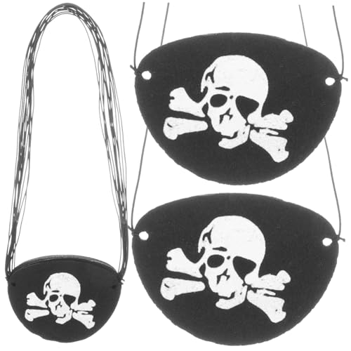 DECOMELODY 24 Stück Teiliges Piraten Augenklappe mit Totenkopf Design Leichte Filz Masken für Halloween Party Karneval Cosplay Dekorative Ein Augen Masken für Erwachsene von DECOMELODY