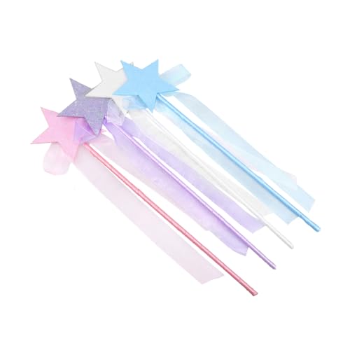DECOMELODY 4 Stück Glitzernde Feenstäbe mit Fünfzackigem Stern Leichte Dekoration für Party Cosplay Halloween und Geburtstagsfeiern Freundliches Material Blau und Weiß von DECOMELODY