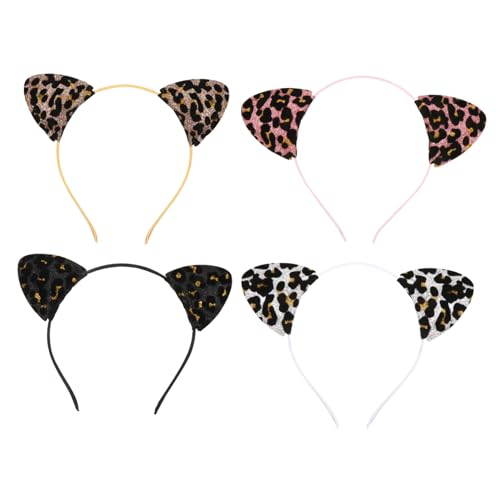 DECOMELODY 4 Stück Teiliges Cat Ear Headband mit Leopardenmuster Leichtes Party Haarband in Schwarz Silber Gold Niedlicher Kopfschmuck für Karneval Cosplay Fotoshootings und Alltag DECOMELODY 4 Stück Teiliges Cat Ear Headband mit Leopardenmuster Leichtes Party Haarband in Schwarz Silber Gold Niedlicher Kopfschmuck für Karneval Cosplay Fotoshootings und Alltag von DECOMELODY