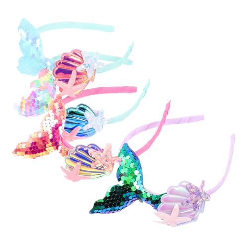 DECOMELODY 4 Stück Teiliges Pailletten Meerjungfrau Haarreifen Haarschmuck Bunte Kopfbedeckungen für Mädchen Party Kostümzubehör Angenehm zu Tragen Langlebig und Rutschfest von DECOMELODY