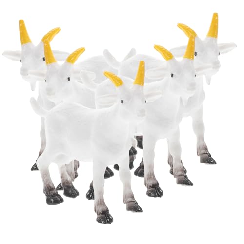DECOMELODY 5 Stück Teiliges Realistische PVC Ziegen Miniaturmodelle Robuste Handfreundliche Tierfiguren für Ländliche DIY Szenen Micro Landschaften Schreibtischdekoration und Pädagogisches von DECOMELODY