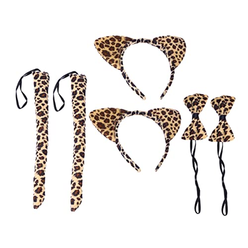 DECOMELODY 6stücke Teiliges Set Katzenohren Haarband Mit Und Fliege Kostümzubehör Für Cosplay-accessoire Für Partys Gelb Mit Leopardenmuster DECOMELODY 6stücke Teiliges Set Katzenohren Haarband Mit Und Fliege Kostümzubehör Für Cosplay-accessoire Für Partys Gelb Mit Leopardenmuster von DECOMELODY