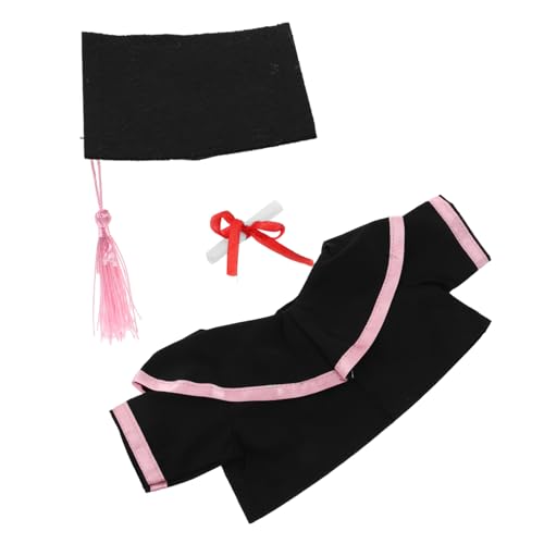 DECOMELODY Abschlussbär-outfit Kuschelbär-tiermütze Mütze Und Mantel Abschlussbärentuch Bärenpuppe Verkleiden Sich Bär Puppenkleidungszubehör Stofftier-abschlussmütze Rosa Papier von DECOMELODY