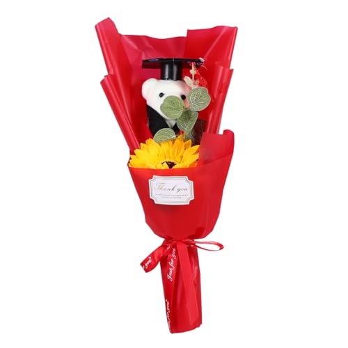 DECOMELODY Abschlussblumenstrauß mit Plüschbär mit Doktorhut Roter Sonnenblumenstrauß für Absolventen Dekoration für Abschlussfeier College Valentinstag Party Favor DECOMELODY Abschlussblumenstrauß mit Plüschbär mit Doktorhut Roter Sonnenblumenstrauß für Absolventen Dekoration für Abschlussfeier College Valentinstag Party Favor von DECOMELODY