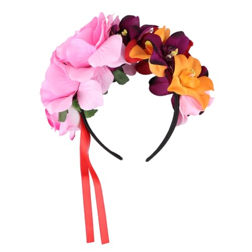 DECOMELODY Blumenkranz Stirnband mit Orchideen und Rosen für Frauen Boho Haarschmuck Festliches Kopfband für Party Halloween und Fotoshooting Verstellbar DECOMELODY Blumenkranz Stirnband mit Orchideen und Rosen für Frauen Boho Haarschmuck Festliches Kopfband für Party Halloween und Fotoshooting Verstellbar von DECOMELODY