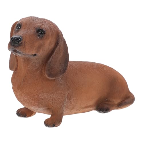 DECOMELODY Dackel-hundeschmuck Dackel Stofftier Hundestatuen Im Freien Wurst Dackel Welpe Hundeverzierung Simulation Tierfigur Simulationshundedekoration Falscher Hund Mini Light Brown Harz von DECOMELODY