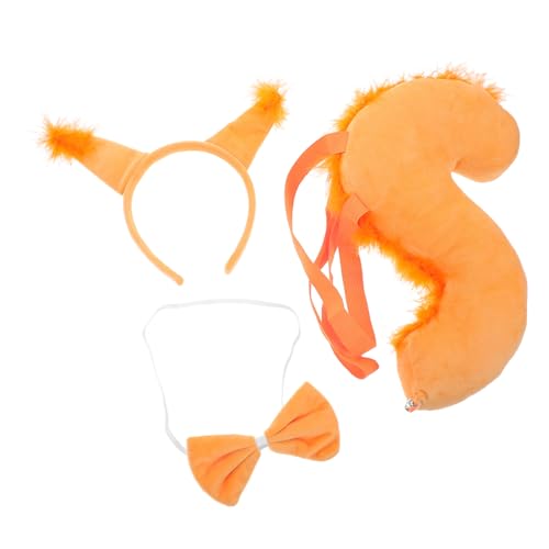 DECOMELODY Eichhörnchen Ohr Stirnband mit Schleife Flauschiges Tierkostüm Zubehör für Weiches Cosplay Headband Plüsch Ohren Teiliges Halloween Party Accessoire von DECOMELODY