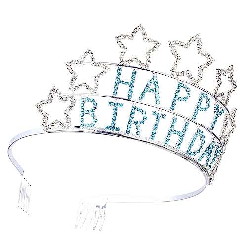 DECOMELODY Geburtstagskrone mit Strass Haarband Glamouröses Haarschmuck für Geburtstagsfeier Funkelnde Krone zur Dekoration für für Besondere Anlässe von DECOMELODY