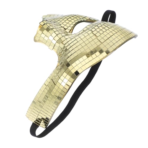 DECOMELODY Glänzende Halbgesichts Maske Goldener Spiegel Atmungsaktiv Komfortabel Für Halloween Disco Karneval Maskenball Frauen Männer Party von DECOMELODY