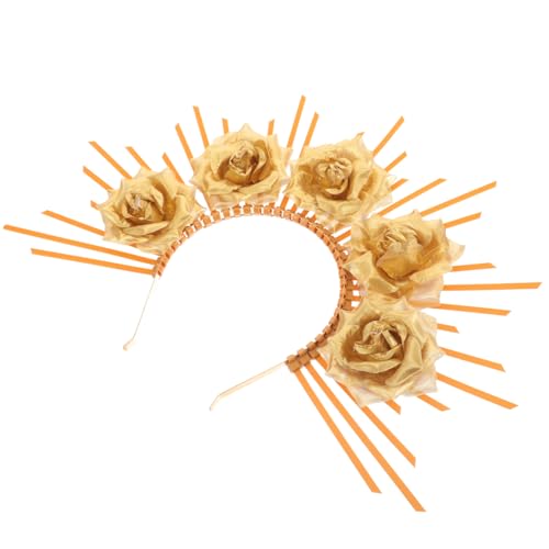 DECOMELODY Göttinnen Haarreif mit Blüten Eleganter Haarreif für Damen Cosplay Haarschmuck für Party Hochzeit und Halloween Verstellbar Leicht und Chic Passend für Kopfgrößen von DECOMELODY