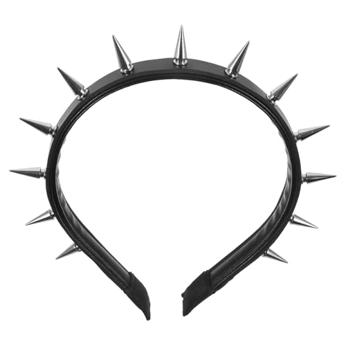 DECOMELODY Gothic Punk Nieten Stirnband Damen Nietenbesetzter Haarreif für Halloween Party Kostüm Zubehör Schwarzes Stabiles Rutschfestes Kopfband mit Auffälligem Rivet Design von DECOMELODY