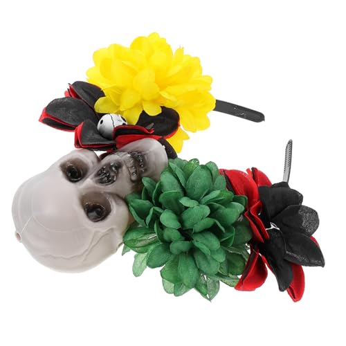 DECOMELODY Halloween Haarreif mit Blumenkranz Leichter Komfortabler Skelett Kopfschmuck für Vielseitiges Cosplay und Party Accessoire für Halloween Feier und Festtagsfeiern von DECOMELODY