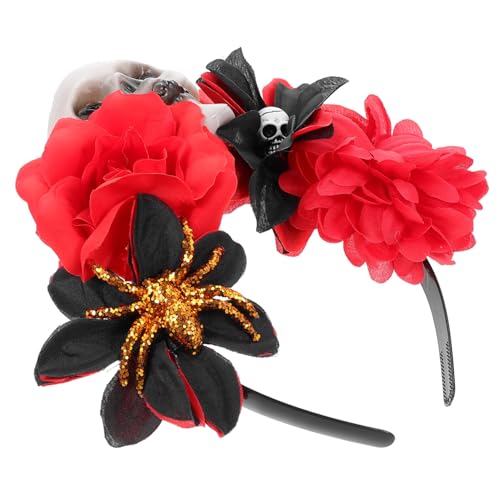DECOMELODY Halloween Haarreif mit Schädel und Rosen Leichtes Bequemes Kostüm Accessoire für Karneval Party Bühnenauftritte und Alltag Dekoratives Stirnband für Mädchen von DECOMELODY