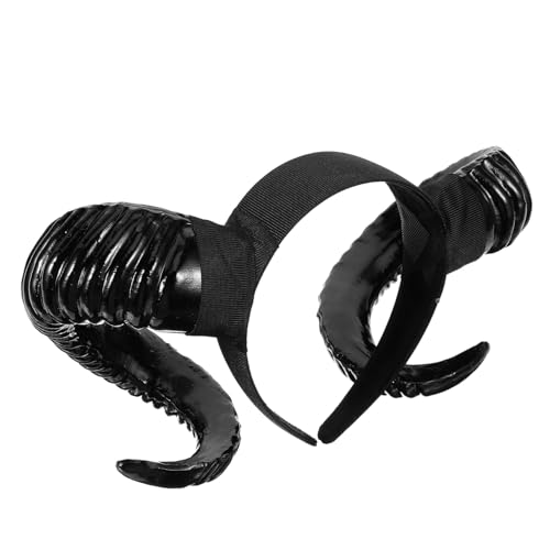 DECOMELODY Halloween Haarreif mit Schwarzen Schafhörnern Robustes Horn Haarband für Karneval und Halloween Einzigartiges Cosplay Accessoire für Erwachsene und Partys von DECOMELODY