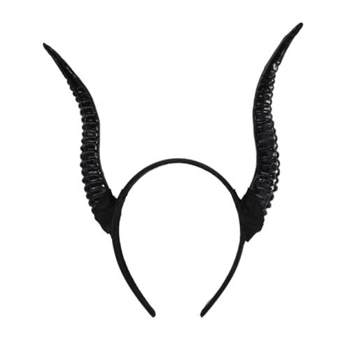DECOMELODY Halloween Hörner Haarreif Damen Schwarz Leichtes Cosplay Accessoire für Party Halloween und Maskerade Bequemes Verstellbares Stirnband Vielseitig für Karneval und Rollenspiele von DECOMELODY