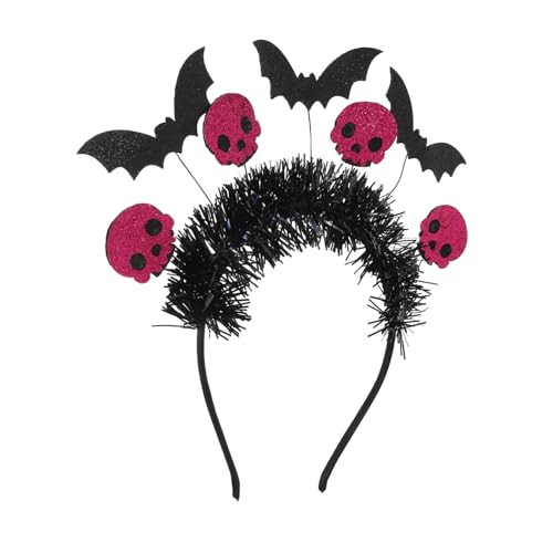DECOMELODY Halloween Skull Headband mit Fledermaus und Spinne Leichtes Party Haarreif Zubehör für Erwachsene Bunte Kopfbedeckung für Halloween Kostümfest und Themenfeiern von DECOMELODY