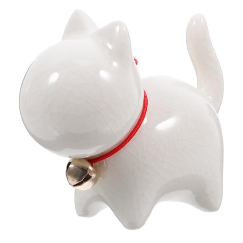 DECOMELODY Keramik Katzenfigur Klein Dekorativ Langlebig Niedliche Tischdeko Keramik Tierfigur als Teehaustier Kompakte Platzsparend für Wohnzimmer Büro von DECOMELODY
