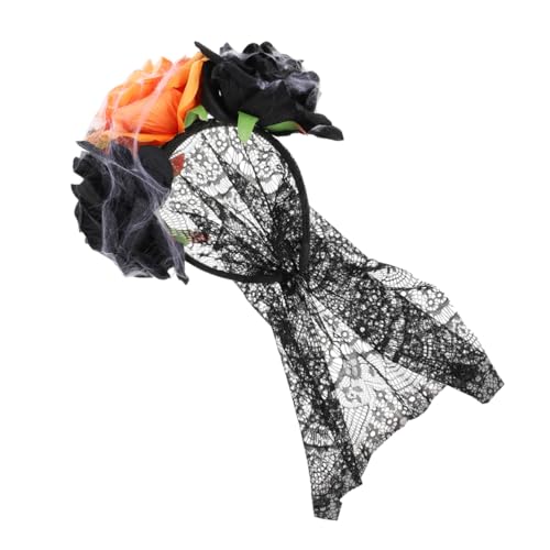 DECOMELODY Lace Haarschmuck Blumenkrone Stirnband mit Schleier Halloween Party Kopfschmuck für Damen Mädchen Festival Kostüm DECOMELODY Lace Haarschmuck Blumenkrone Stirnband mit Schleier Halloween Party Kopfschmuck für Damen Mädchen Festival Kostüm von DECOMELODY