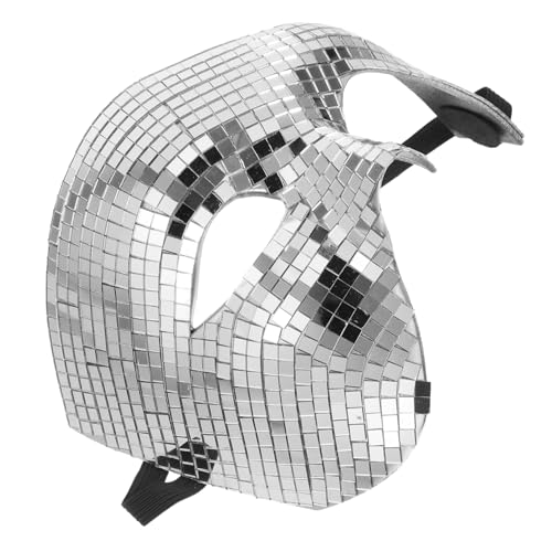 DECOMELODY Masquerade Spiegel Halbgesichtsmaske Silber Reflektierende Leichte Disco Party Gesichtsmaske für Halloween Karneval Tanzveranstaltungen Cosplay und Festliche Anlässe von DECOMELODY
