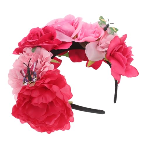 DECOMELODY Mexikanischer Blumen Haarreif Halloween Vintage Stil Schmetterling Cosplay Stirnband Damen Leichtes Party Accessoire für Tag Toten Kostümfeste von DECOMELODY