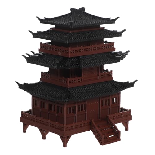 DECOMELODY Miniatur Asiatischer Pavillon Skulptur Tragbares Modell Chinesischer Tempel für Bonsai Aquarium und Mikro-landschaftsdekoration Vielseitig für Zen-Garten und Feengarten von DECOMELODY