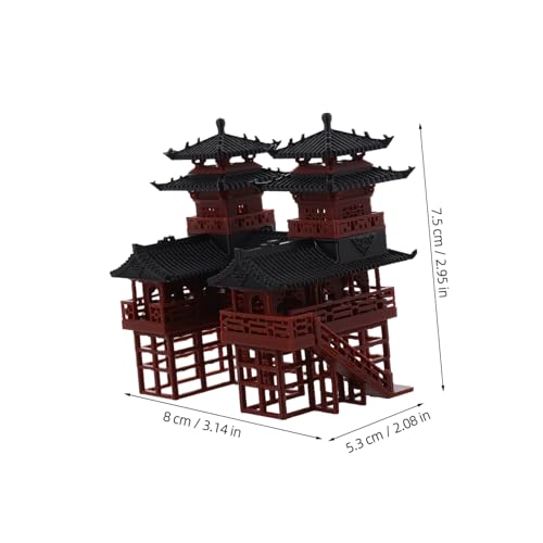 DECOMELODY Miniatur Doppel Pavillon Chinesische Gartendekoration Micro Landschaft Ornamente Bonsai Zubehör für Innen Außen Gartenfiguren Tank Aquarium von DECOMELODY