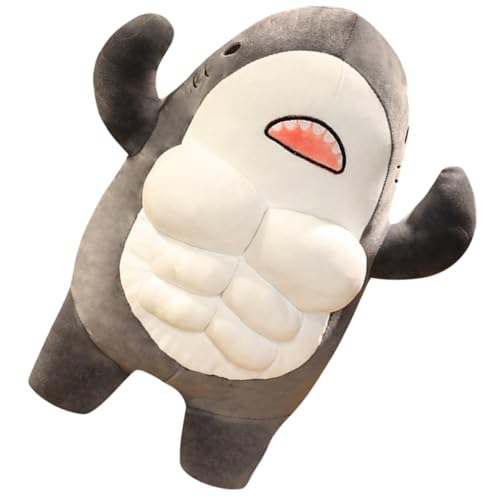 DECOMELODY Muskulöser Hai Plüschtier Kuscheltier für Mädchen Schlafkissen Weiches Stofftier für Meerestiere Fans von DECOMELODY