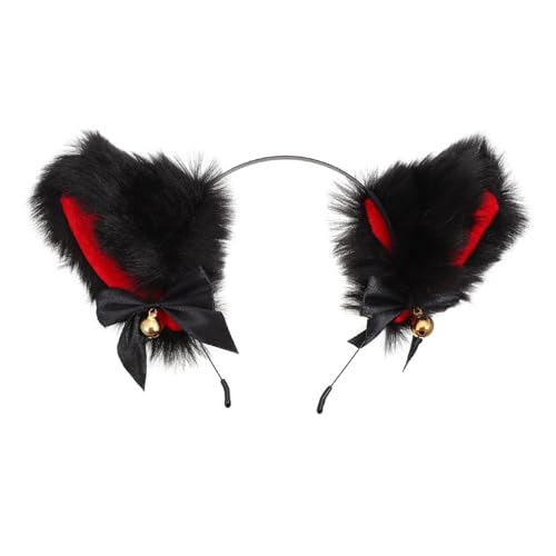DECOMELODY Plüsch Katzenohren Haarband mit Glöckchen Niedliches Cosplay Stirnband für Leichtes Party accessoire und Weich Passend für Halloween und Kostüme von DECOMELODY