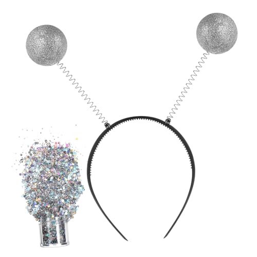 DECOMELODY Silbernes Antennen Stirnband mit Glitzer Kugeln Leichtes Kunststoff Kostümzubehör für Karneval Halloween Mottoparty Bequemes Modisches Stirnband für Erwachsene Vielseitig DECOMELODY Silbernes Antennen Stirnband mit Glitzer Kugeln Leichtes Kunststoff Kostümzubehör für Karneval Halloween Mottoparty Bequemes Modisches Stirnband für Erwachsene Vielseitig von DECOMELODY