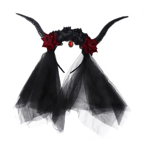 DECOMELODY Steampunk Haarreif mit Retro Antilopenhörnern und Kristallverzierung Kreativer Halloween Kopfschmuck für Party Cosplay und Fotografie Einzigartiges Gothic Haarornament von DECOMELODY