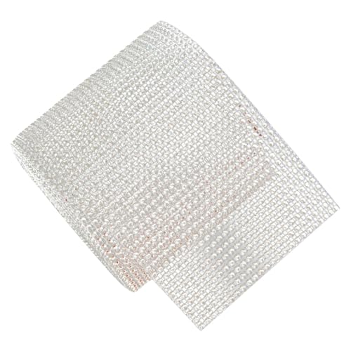 DECOMELODY Strass Mesh Band Reihen Silber Glitzerndes Dekoband für Hochzeitstorten Geburtstagsdeko Handgemachte Kostümverzierung Langlebiges Funkelndes Bastelzubehör von DECOMELODY