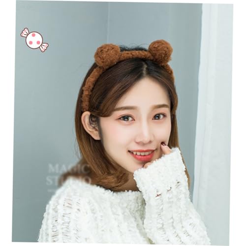DECOMELODY Süßes Plüsch Bärenohren Haarband für Weiches Kuschelmaterial Lustiges Accessoire für Party Festival und Kostüm Dunkelbraunes Stirnband für Mädchen von DECOMELODY