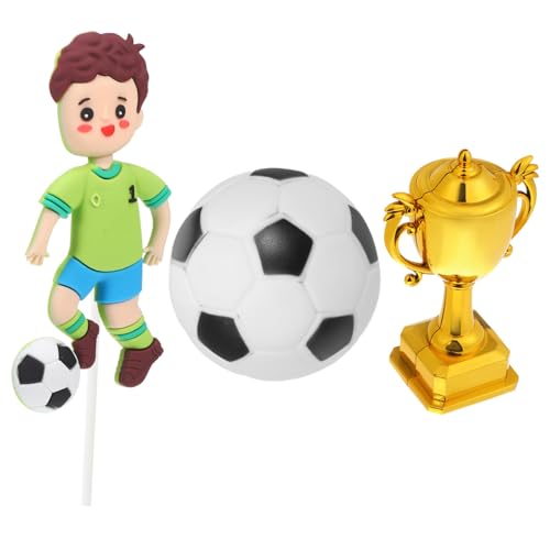 DECOMELODY Teiliges Dekorationsset Bunte Fußball und Pokal Cake Toppers Einfache Montage Wiederverwendbar und Kinderparty Feier von DECOMELODY
