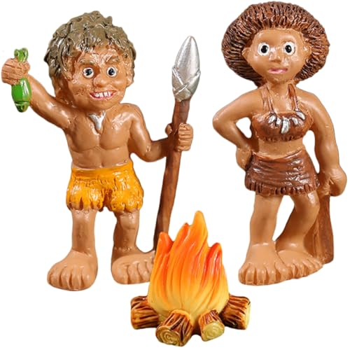 DECOMELODY Teiliges Mini landschaftsset mit Resin feuerstelle Handgefertigte Primitive Figuren für Bonsai Gartendekor DIY Miniatur skulpturen für Balkon Garten Rollenspiele von DECOMELODY