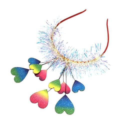 DECOMELODY Valentinstag Haarreif Damen Pailletten Herz Stirnband Regenbogen Haarschmuck Mädchen Liebesherz Haarband Party Foto Requisite Buntes Kopfband für Casual und Festliche Anlässe von DECOMELODY