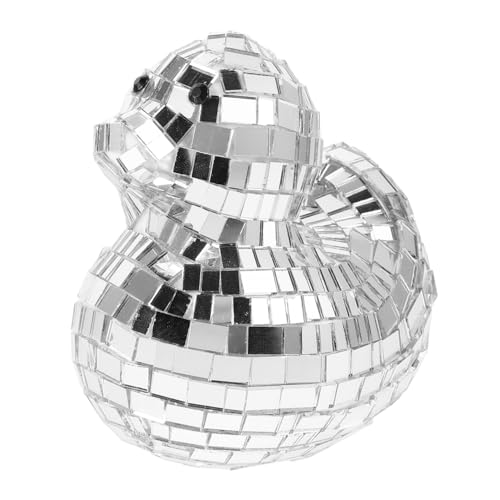 DECOMELODY Verspiegelte Disco Ente Glasornament Silber Retro Hängend Platzsparend Deko für Party Hochzeit Musikfestival Wohnzimmer Büro von DECOMELODY