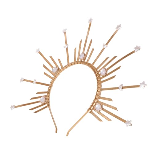 DECOMELODY Vintage Goldener Heiligenschein Haarband Damen Cosplay Krone Leichtes Stirnband für Party Bühne und Festliche Anlässe Bequemes Einfaches Design Geeignet für Erwachsene und von DECOMELODY