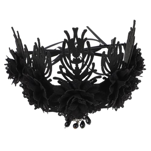 DECOMELODY Vintage Gothic Blumenkranz Haarkranz für Frauen Renaissance Königin Stirnband Vielseitiges Festival Haaraccessoire für Hochzeit Halloween Karneval Cosplay und Modenschauen von DECOMELODY