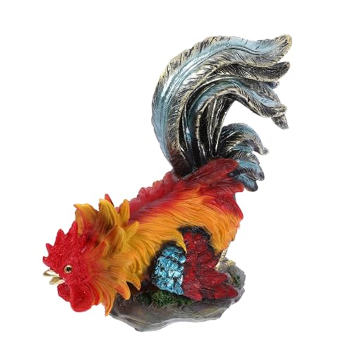 DECOMELODY Wetterfeste Resin Hahn Statue Gartendekoration mit Realistischen Details für Außenbereich Garten Terrasse Wohnzimmer Dekoratives Huhn Modell Skulptur von DECOMELODY