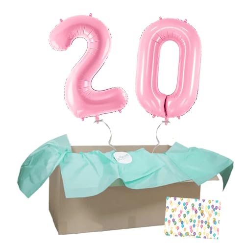 DECORAMI - celebrate happy times XXL Zahlen-Luftballon 10 bis 99, Pastell Rosa, individualisierbare Zahlenballons mit Helium gefüllt, 86cm, Heliumballons im Karton zum Geburtstag Jubiläum von DECORAMI - celebrate happy times