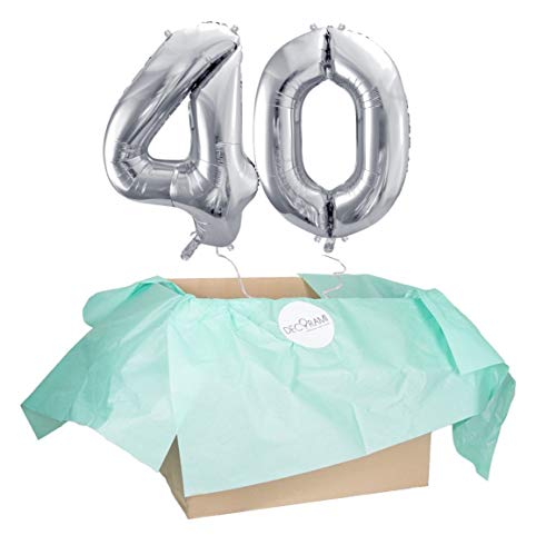 DECORAMI - celebrate happy times XXL Zahlen Luftballon 40, Silber, Zahlenballon mit Helium gefüllt, 86cm, Heliumballons im Karton zum Geburtstag und Jubiläum DECORAMI - celebrate happy times XXL Zahlen Luftballon 40, Silber, Zahlenballon mit Helium gefüllt, 86cm, Heliumballons im Karton zum Geburtstag und Jubiläum von DECORAMI - celebrate happy times