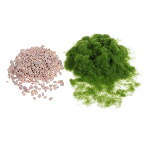 DECORNIJIA 1 Satz Kunstgras Pulver und Steine für DIY Landschafts Diorama Lebendig Grüne Färbung für Feengärten Gras Steine von DECORNIJIA
