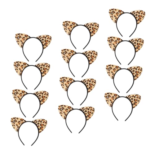 DECORNIJIA 12 Stück Leopard Katzenohren Haarreif Weiches Plüsch Stirnband als Party Head Accessory Niedliches Cosplay Kopfschmuck für Damen und Mädchen für Karneval Halloween Geburtstage von DECORNIJIA