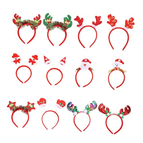DECORNIJIA 12 Stück Teiliges Weihnachts Stirnband mit Santa Schneemann und Rentier Motiven Langlebiges und Harzmaterial Vielseitiges Xmas Haar Accessoire für Erwachsene bei Weihnachtsfeiern von DECORNIJIA