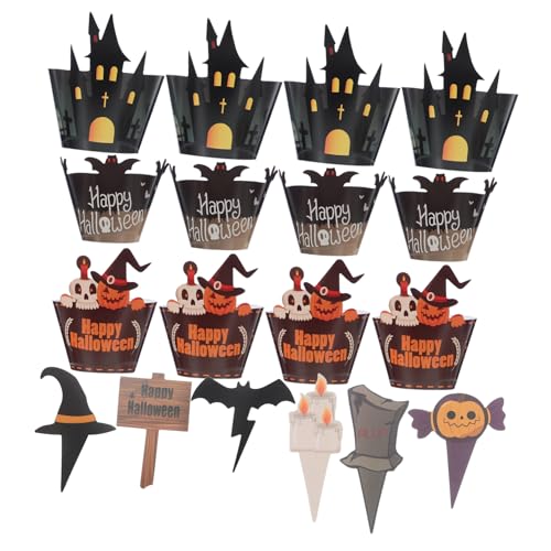 DECORNIJIA 2 Sätze Halloween Cupcake Förmchen mit Bat Pumpkin Ghost Skull Mustern Papier Muffin Liners und Topper Schnelle Partydekoration Vielseitig für Kuchen und Tisch Teiliges DECORNIJIA 2 Sätze Halloween Cupcake Förmchen mit Bat Pumpkin Ghost Skull Mustern Papier Muffin Liners und Topper Schnelle Partydekoration Vielseitig für Kuchen und Tisch Teiliges von DECORNIJIA