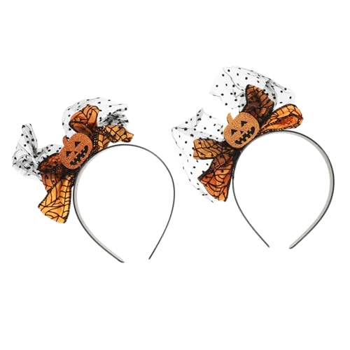 DECORNIJIA 2 Stück Halloween Haarreifen Kürbis Haarschmuck mit Schleife Hautfreundlich Leicht Tragbar für Kostüm und Halloween Partys Party Cosplay Zubehör für Mädchen und Frauen von DECORNIJIA