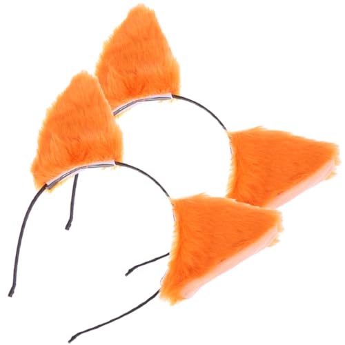 DECORNIJIA 2 Stück Plüsch Katzenohren Haarreif Furry Tierohren Kopfband Weich Bequem Rutschfest für Karneval Halloween Party Cosplay Mädchen Damen Accessoire von DECORNIJIA