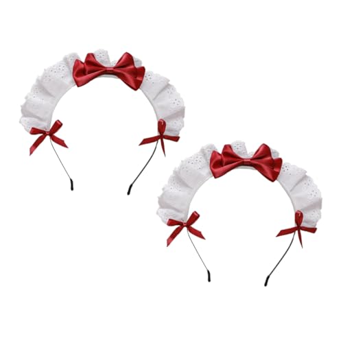 DECORNIJIA 2 Stück Teiliges Lolita Haarschmuck Rotes Spitzen Haarband mit Schleife Bequemes Stoffmaterial Universelle für Cosplay Dienstmädchen Kostüm Party und Alltag DECORNIJIA 2 Stück Teiliges Lolita Haarschmuck Rotes Spitzen Haarband mit Schleife Bequemes Stoffmaterial Universelle für Cosplay Dienstmädchen Kostüm Party und Alltag von DECORNIJIA